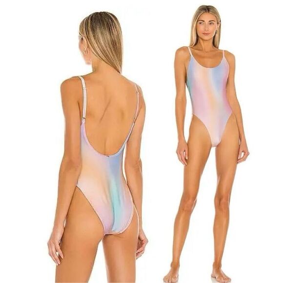 Anthropologie PQ Swim Golden Hour Scoop One Piece Swimsuit size L Multicolor - Picture 2 of 9